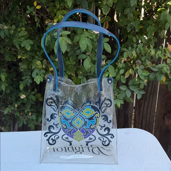 BRIGHTON SUMMER HEART Clear Plastic Navy Leather Straps Tote Purse.💙 - Picture 6 of 17